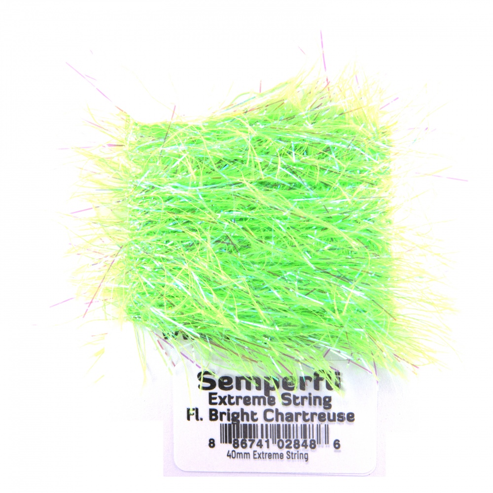 Semperfli Extreme String (40mm) Fl. Bright Chartreuse Fly Tying Materials (Product Length 4.37 Yds / 4m)